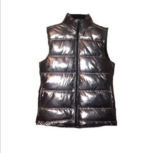 Metallic silver puffer vest